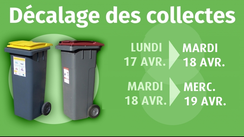 17 avril : Décalage des collectes de bacs individuels