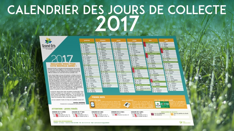 Le calendrier 2017 est disponible