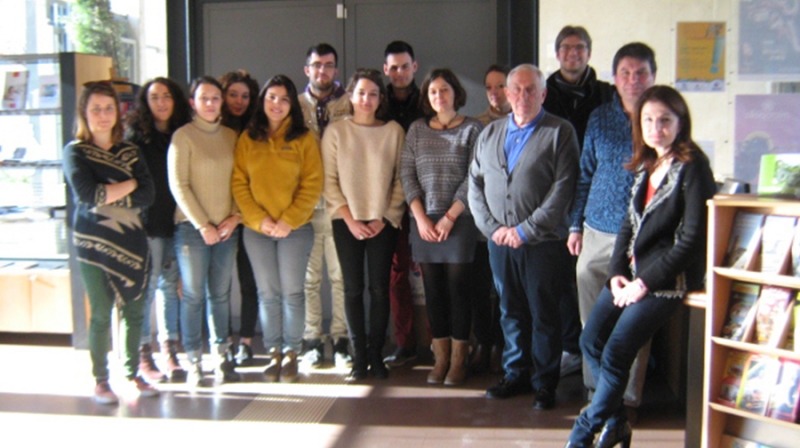 Un groupe d'étudiants de l'Université de Montpellier III en visite au Musée de la cloche et de la sonnaille