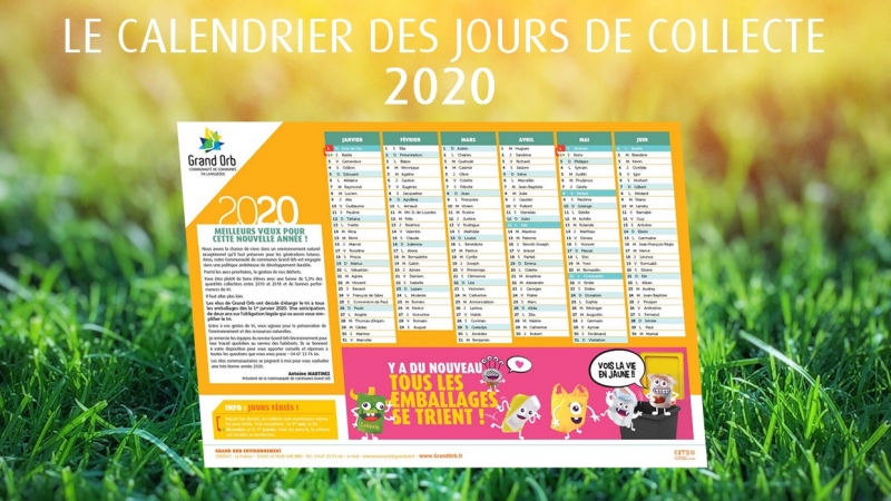 Le calendrier 2020 est disponible