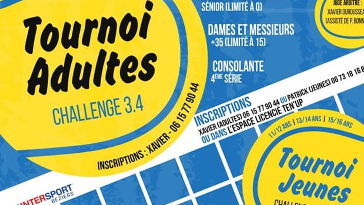 Tournoi de tennis adultes et jeunes