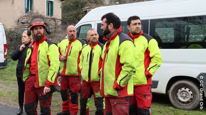 Travaux en cours sur les berges de l’Orb en amont de Bédarieux 