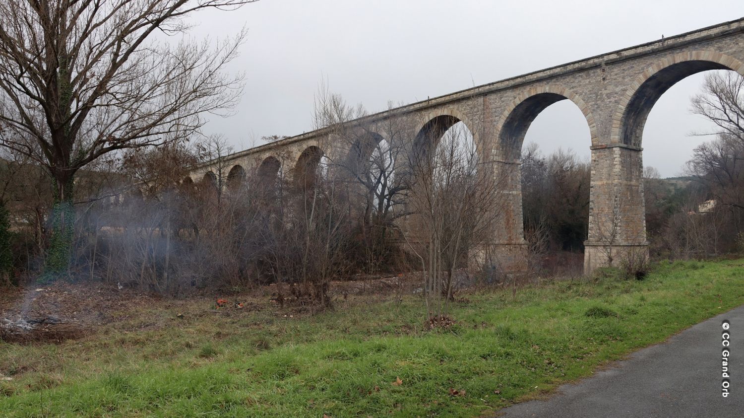 Travaux en cours sur les berges de l’Orb en amont de Bédarieux