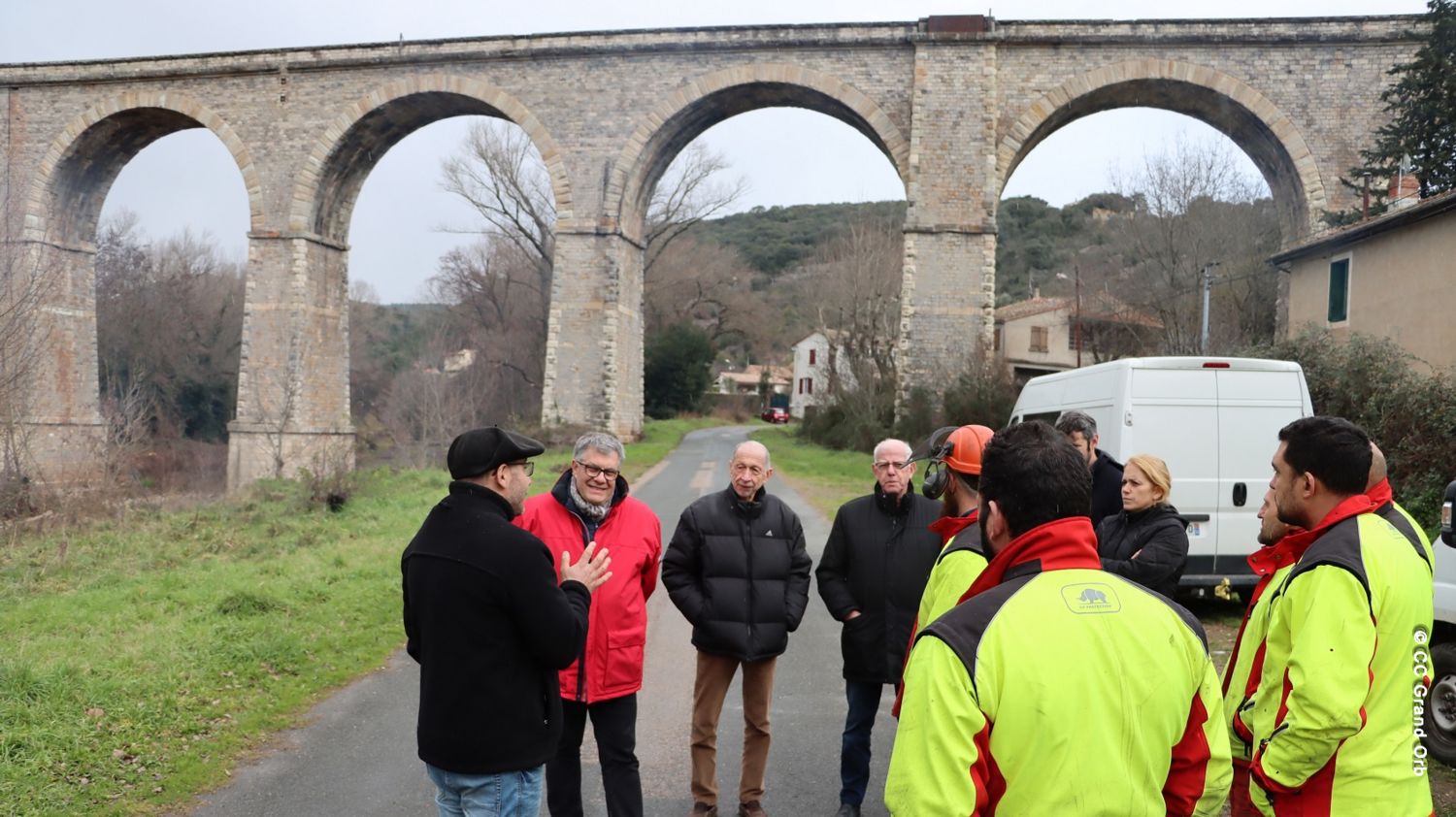 Travaux en cours sur les berges de l’Orb en amont de Bédarieux