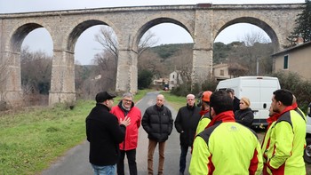 Travaux en cours sur les berges de l’Orb en amont de Bédarieux