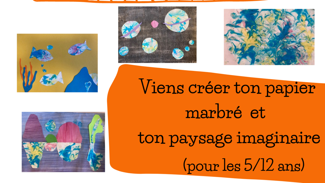 Arty, mon p’tit atelier créatif : viens fabriquer ton papier marbré et créer ton paysage imaginaire !