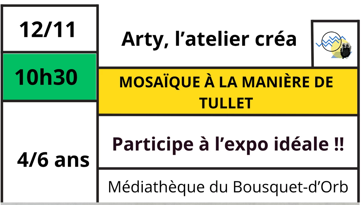 Arty, l’atelier créatif : Mosaïque à la manière de Tullet pour les 7/9 ans