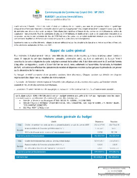 Note de présentation budget énergies renouvelables 2025
