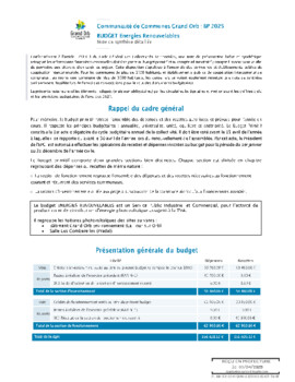 Note de présentation budget primitif énergies renouvelables 2025
