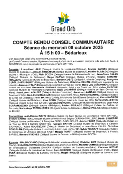 Compte-rendu du Conseil communautaire du 8 octobre 2025