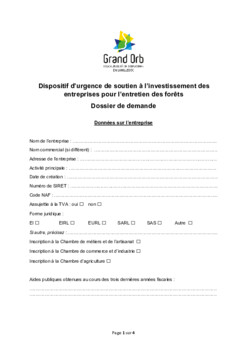 Télécharger le dossier de demande d'aide