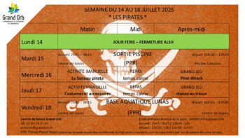 Semaine du 14 au 18 juillet
