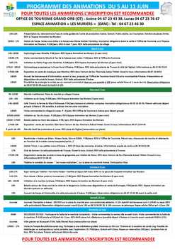 Programme semaine 23 Pôle Avène