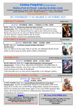 CINEMA LAMALOU LES BAINS - DU 17 AU 21 OCTOBRE