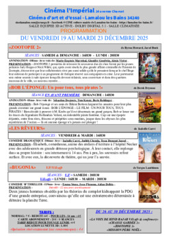 CINEMA LAMALOU LES BAINS - DU 19 AU 23 DECEMBRE