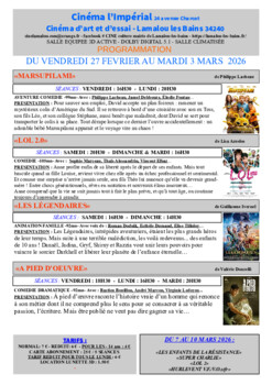 CINEMA LAMALOU LES BAINS - DU 27 FEVRIER AU 3 MARS