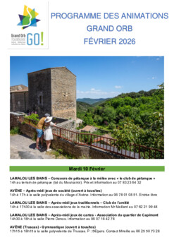 Programme d'animations Février