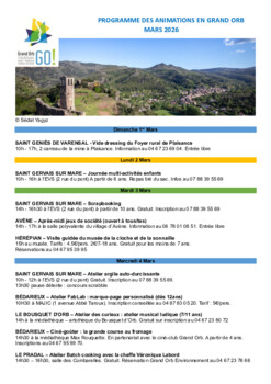 PROGRAMME D'ANIMATIONS MARS