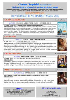 CINEMA LAMALOU LES BAINS - DU 13 AU 17 MARS