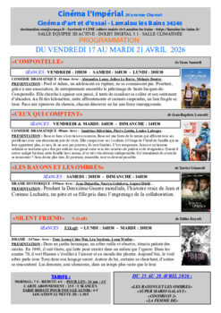 CINEMA LAMALOU LES BAINS - DU 17 AU 21 AVRIL - Animations