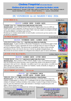 CINEMA LAMALOU LES BAINS - DU 1er AU 5 MAI