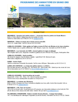 PROGRAMME D'ANIMATIONS AVRIL - Animations