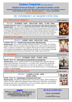 CINEMA LAMALOU LES BAINS - DU 5 AU 9 JUIN - Animations