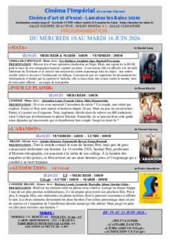 CINEMA LAMALOU LES BAINS - DU 10 AU 16 JUIN - Animations
