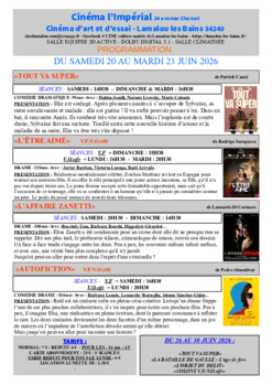 CINEMA LAMALOU LES BAINS - DU 20 AU 23 JUIN