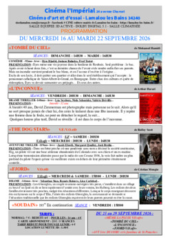 CINEMA LAMALOU LES BAINS - DU 16 AU 22 SEPTEMBRE