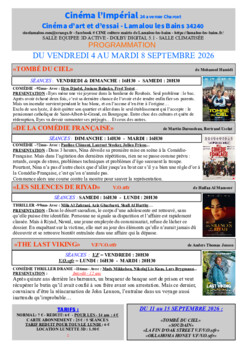 CINEMA LAMALOU LES BAINS - DU 4 AU 8SEPTEMBRE - Animations